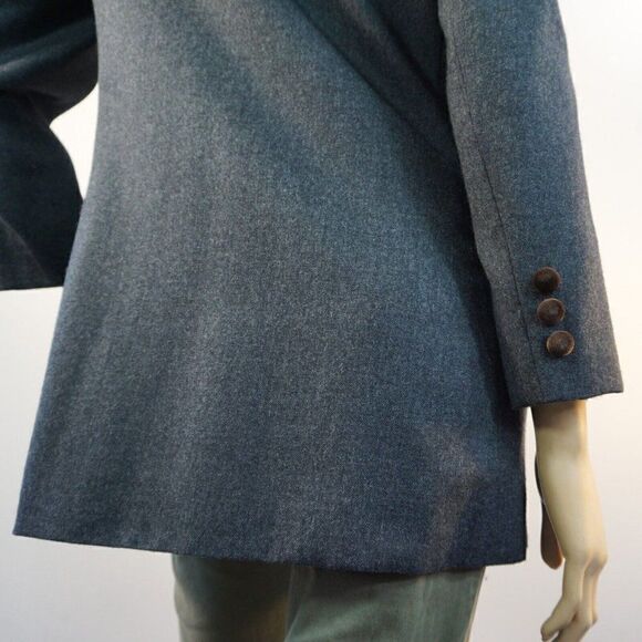 Brooks Brothers Women Jacket Sz 10 Gray Worsted Wool USA Made Brown Velvet Trim - Picture 5 of 9